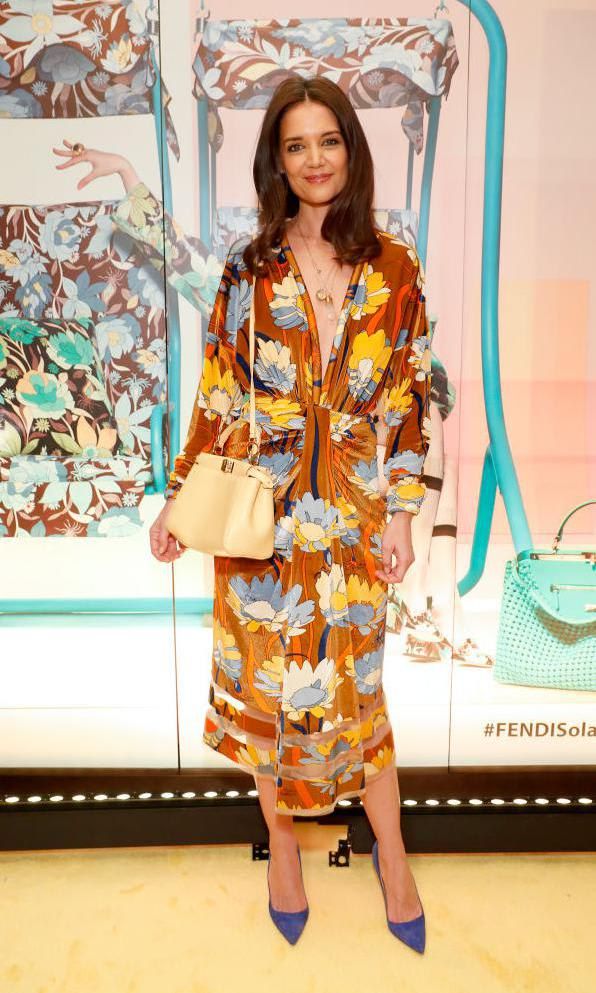 Katie Holmes in a floral Fendi dress