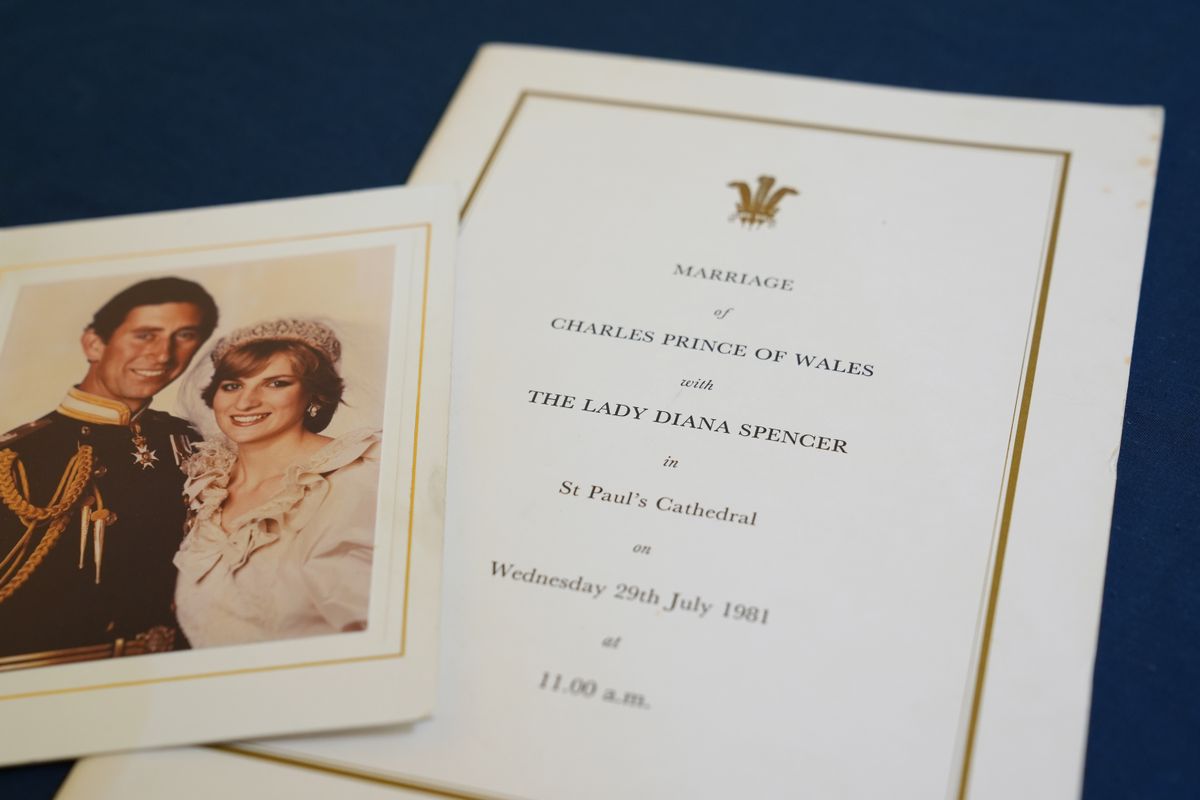 An order of service from the Royal wedding amongst a series of handwritten letters sent by Diana, Princess of Wales, to housekeeper Violet Collison.