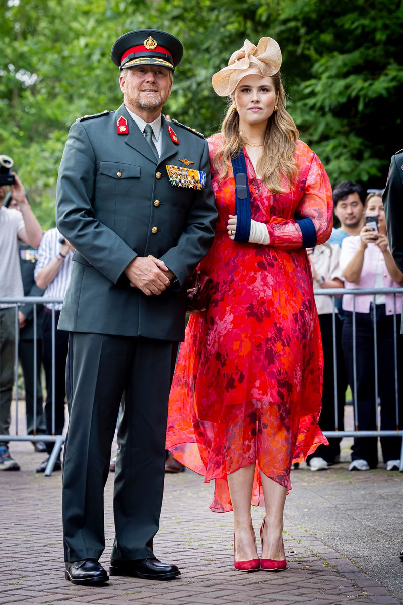AMERSFOORT, NETHERLANDS - JUNE 18: King Willem-Alexander of The Netherlands and Princess Amalia of The Netherlands attend the presentation of the standard to the Princess Catharina-Amalia Hussar Regiment  on June 18, 2025 in Amersfoort, Netherlands. (Photo by Patrick van Katwijk/Getty Images)