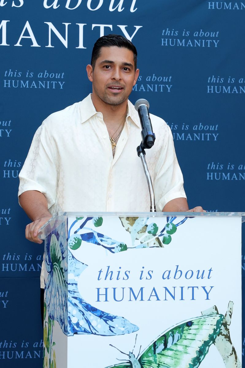 Wilmer Valderrama accepts the Humanitarian Award onstage during the 2026 This Is About Humanity Soiree