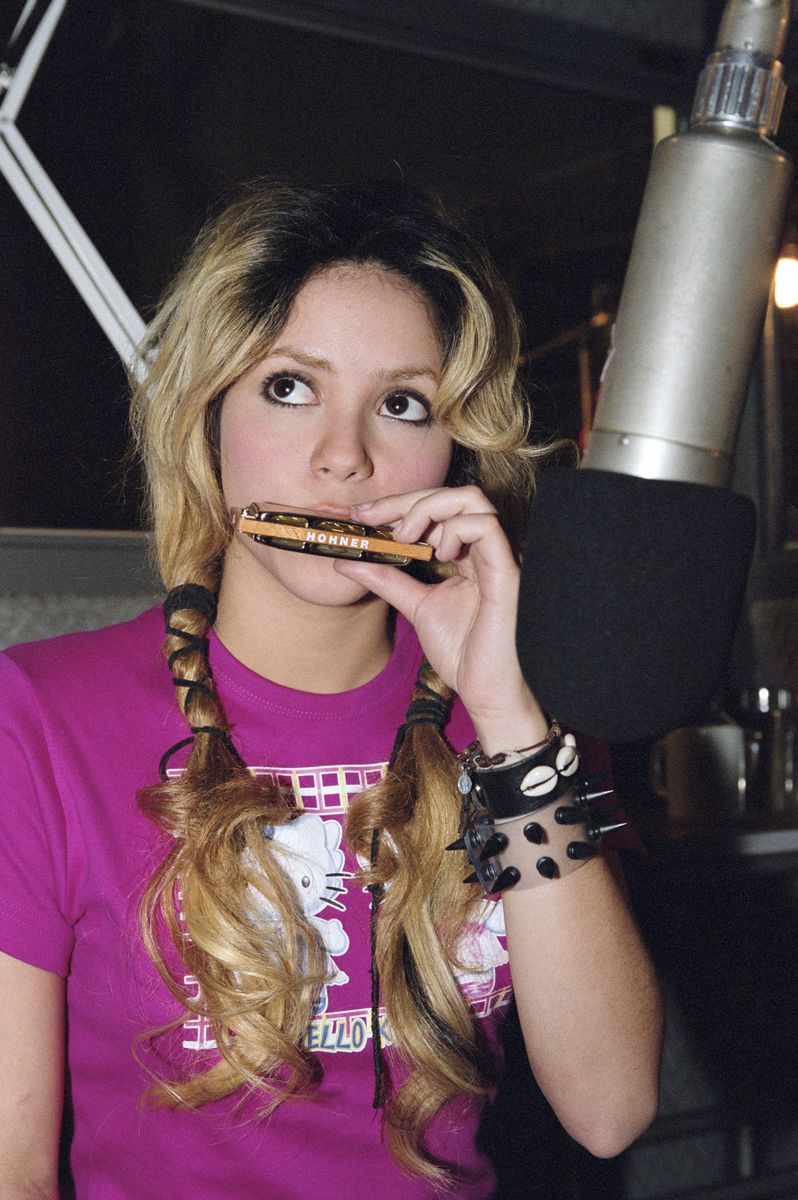 Shakira recording at Abbey Road Studios, London, circa 2002.