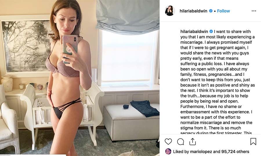 Hilaria Baldwin miscarriage Instagram post