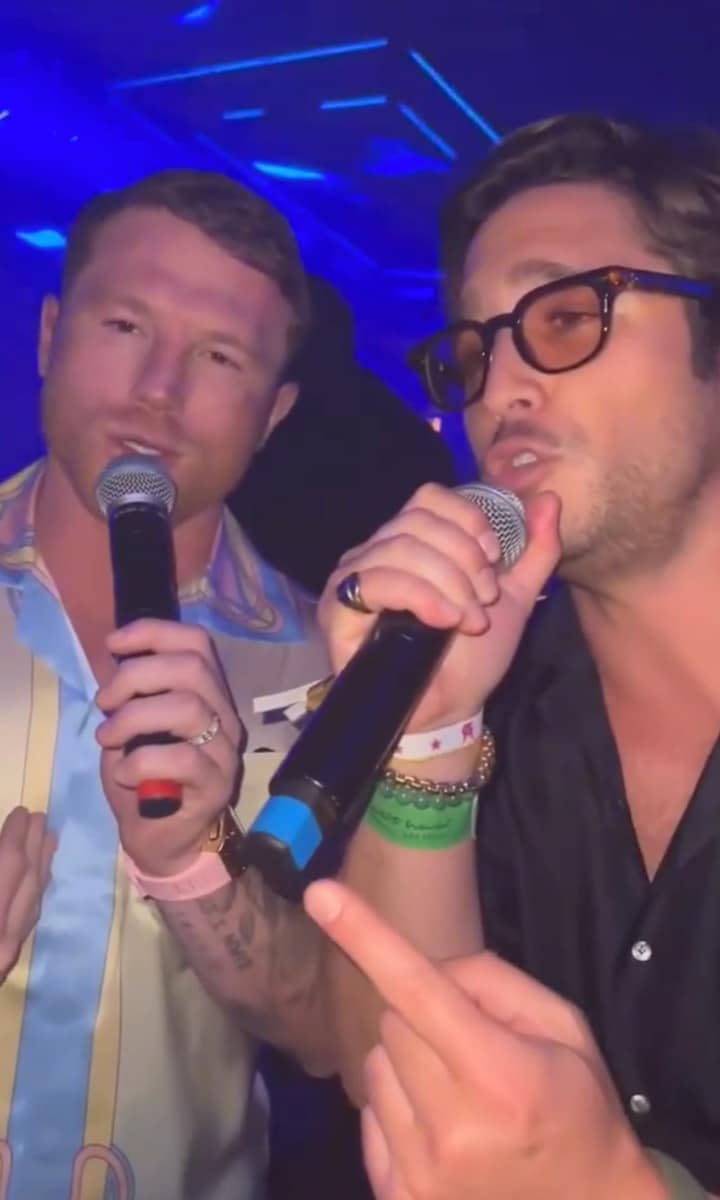 Canelo Álvarez and Diego Boneta sing karaoke together during a night out