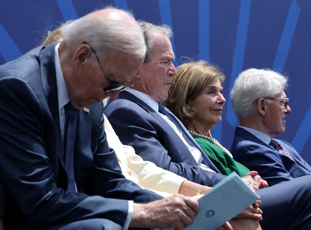 Former U.S. President Joe Biden attend  the dedication ceremony for the opening of the Barack Obama Presidential Center in John Lewis Plaza on June 18, 2026 in Chicago, Illinois. 