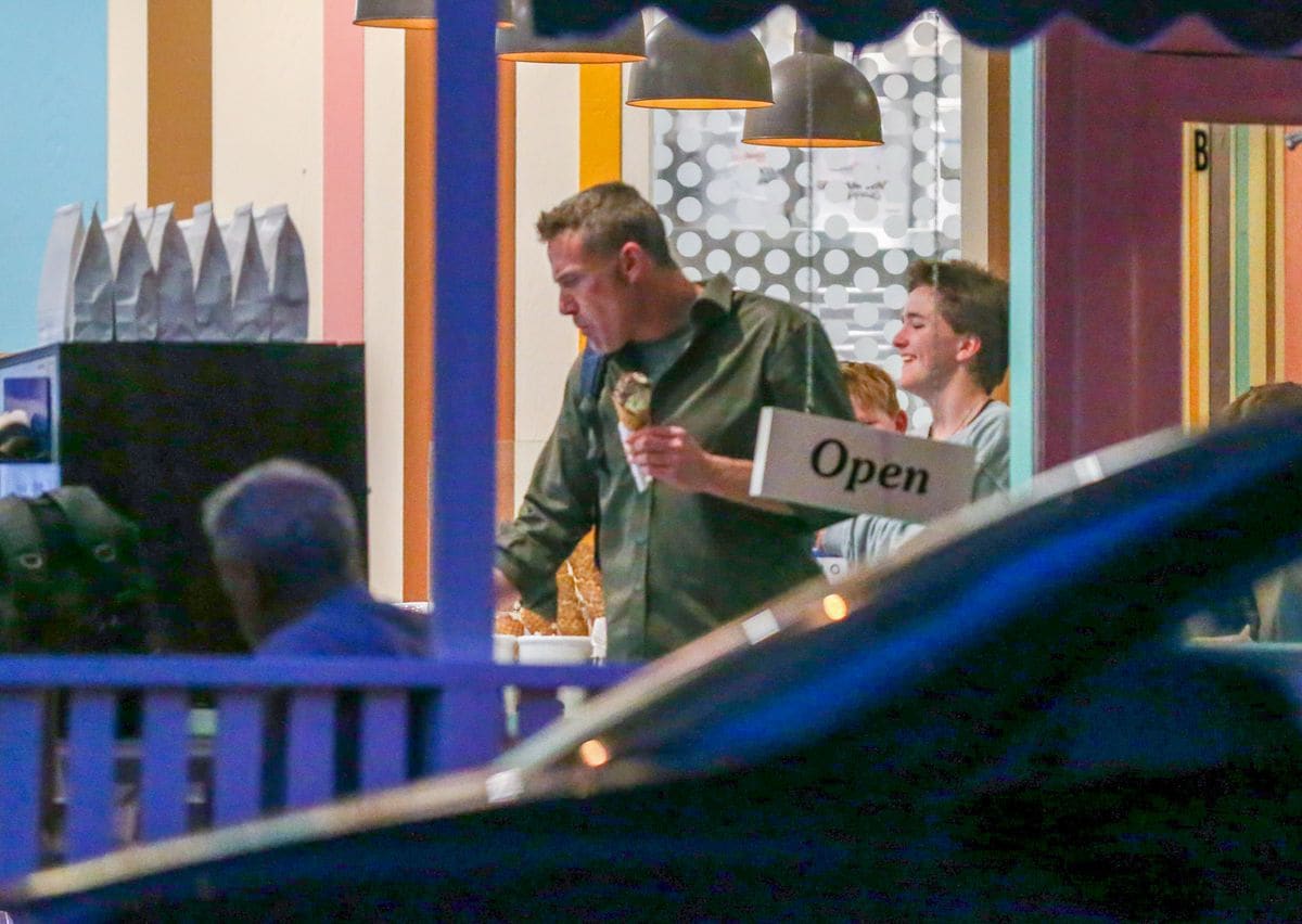 Ben Affleck walks to get ice cream with his kids Fin and Samuel on a Friday night after JLo filed for divorce.
