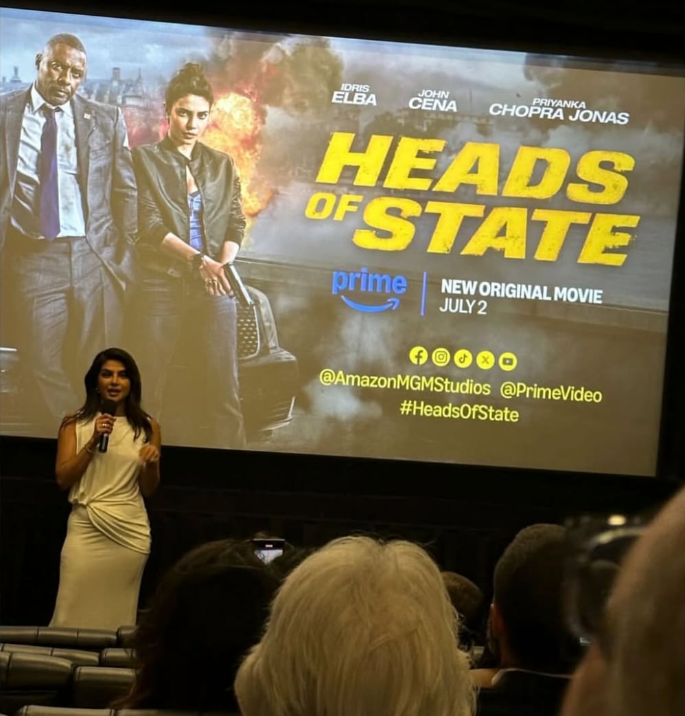 Priyanka Chopra making an entrance for a special screening of her latest project, 'Heads of State.'