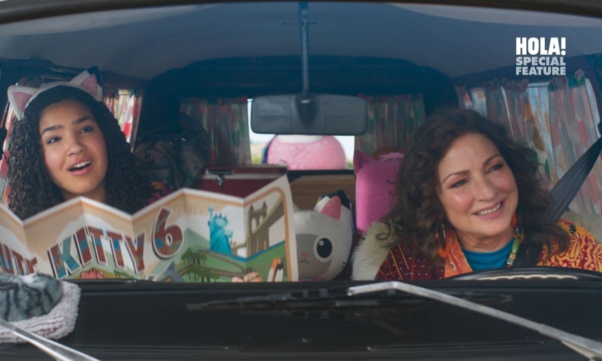 Gabby (Laila Lockhart Kraner) and Gigi (Gloria Estefan) in DreamWorks Animation Gabby's Dollhouse: The Movie, directed by Ryan Crego.
