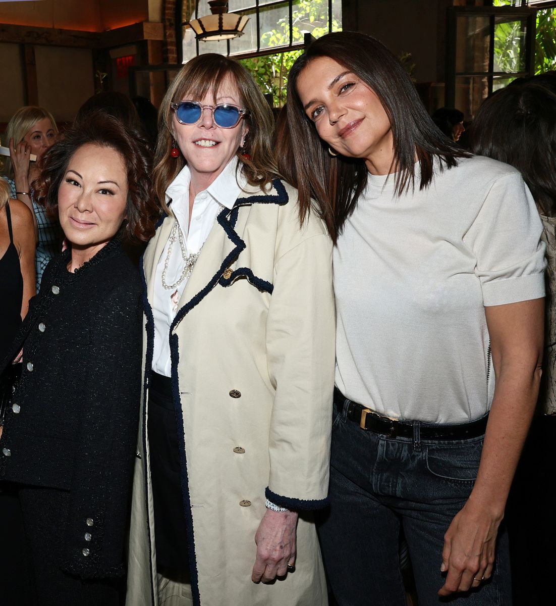 (L-R) Alina Cho, Jane Rosenthal and Katie Holmes, wearing CHANEL