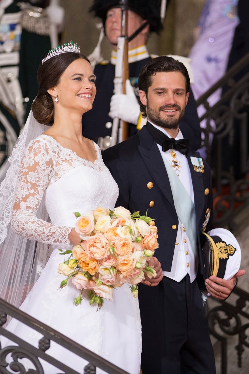 Prince Carl Philip of Sweden is seen with his new wife Princess Sofia of Sweden after their marriage ceremony on June 13, 2015 in Stockholm, Sweden