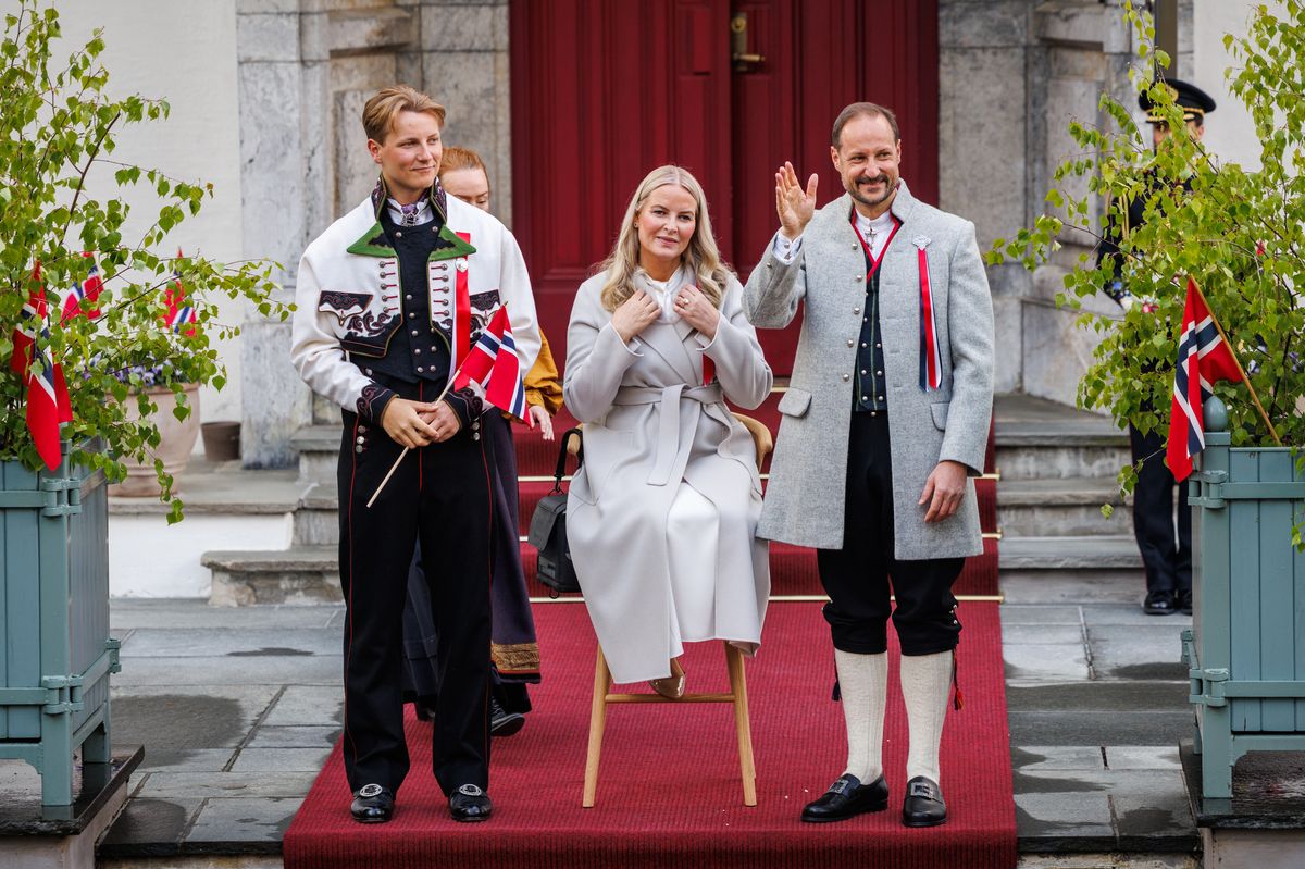 Prince Sverre Magnus of Norway, Crown Princess Mette Marit of Norway and Crown Prince Haakon of Norway attend the Norwegian Constitution Day