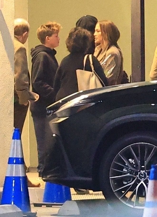 Jennifer Lopez at a school play with Sam.