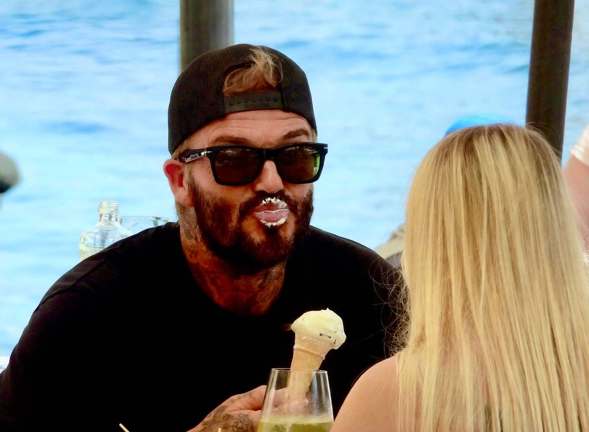 David Beckham shows off all of the ice cream on his face