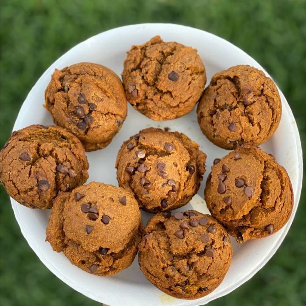 Plate of Pumpkin Chocolate Chip Muffin