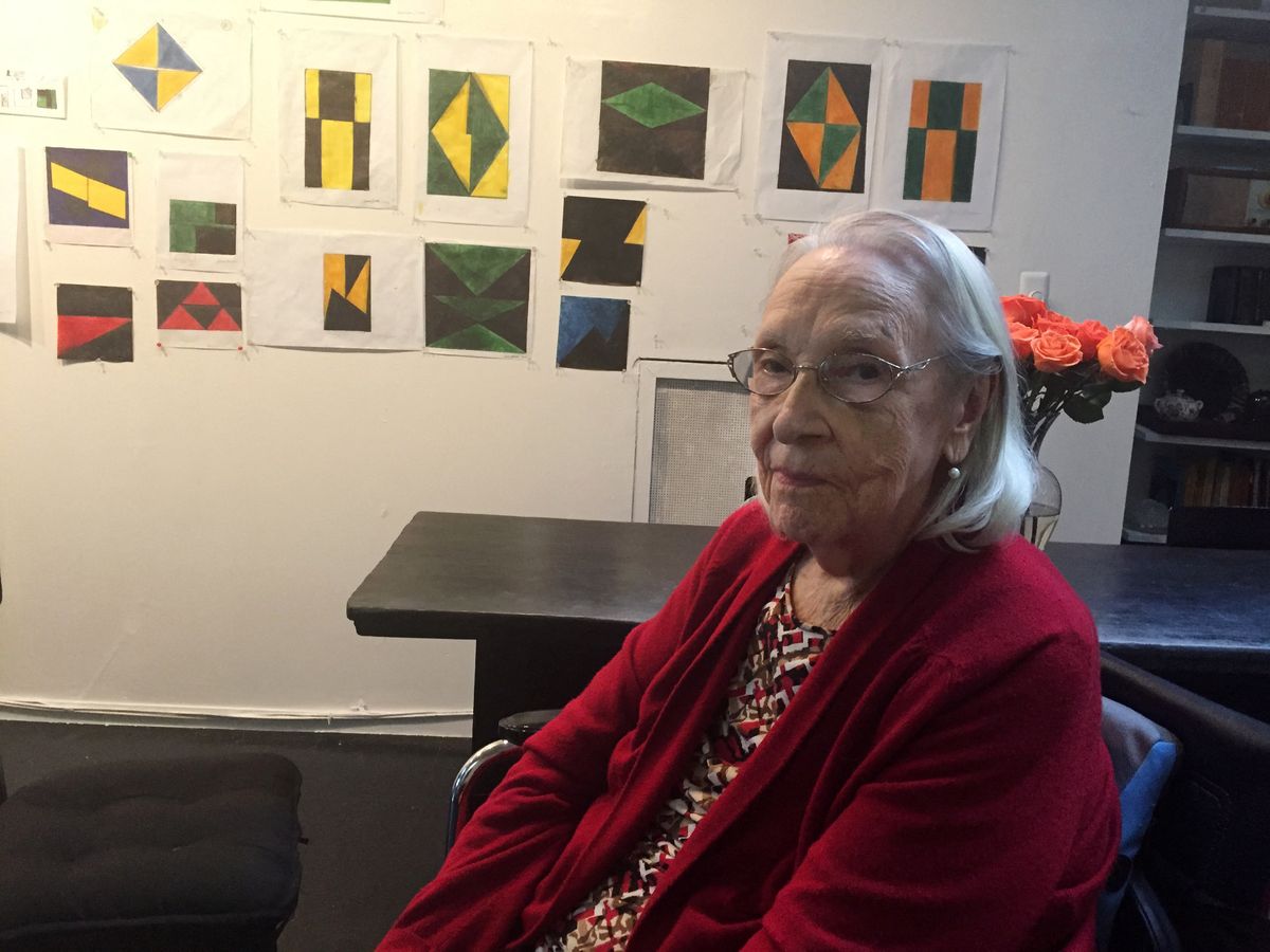 Pioneer Cuban-American artist Carmen Herrera, 101 years-old, poses for photos while being interviewed in her studio on January 4, 2017 in New York. 