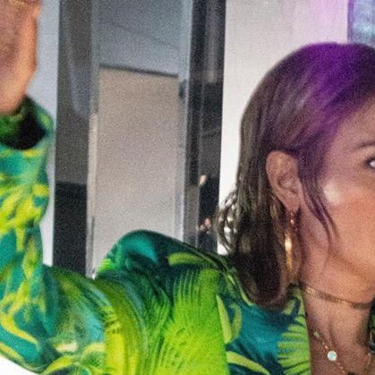 Jennifer Lopez and Donatella Versace in jungle print