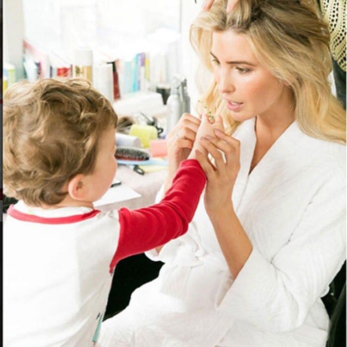 Even though she was getting in some glam, Ivanka still found time to smell the herbs her little guy Joseph helped pick for dinner.
<br>
Photo: Instagram/@ivankatrump