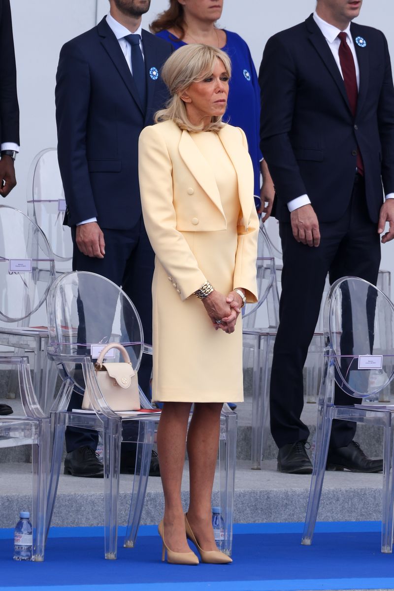  Brigitte Macron attends the annual Bastille Day military parade on July 14, 2023 in Paris, France. 