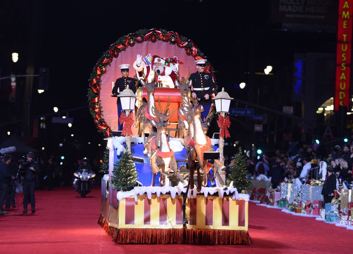 Floats, balloons, equestrians, and celebrity appearances wind through Hollywood and Sunset Boulevards.