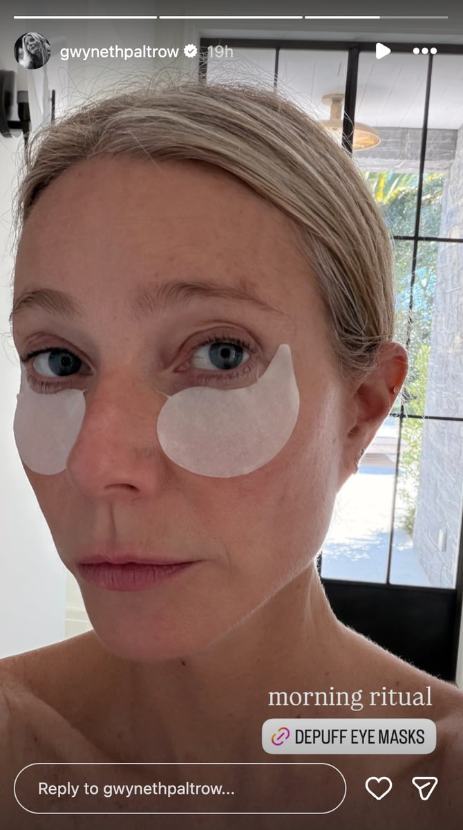 Gwyneth Paltrow promotes eye makes on her Instagram Story