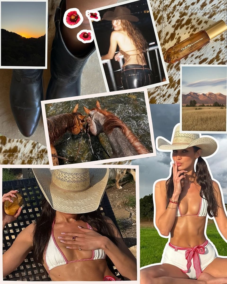 Bella Hadid proclaims ‘ranch girl summer’ in red bikini and cowboy hat
