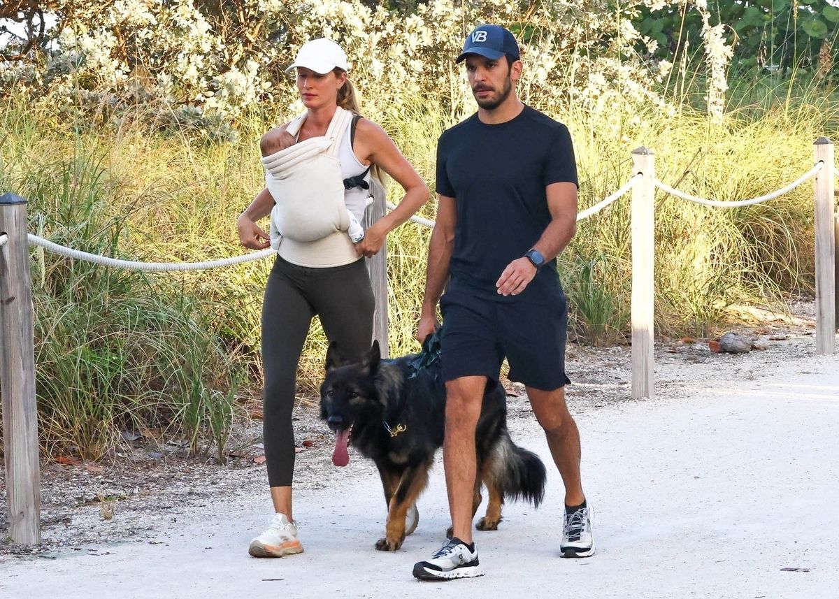 Gisele Bundchen and Joaquim Valente on a walk in Miami Beach