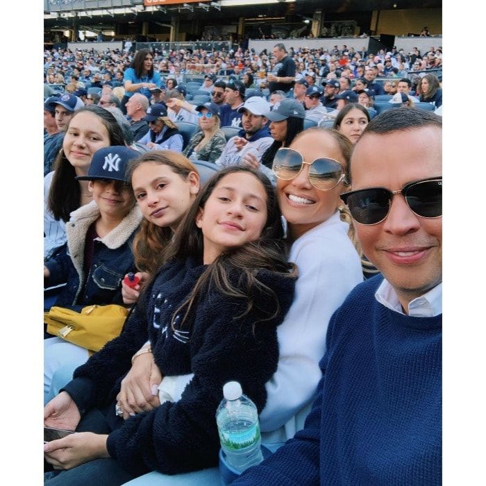 Jlo and Arod with kids at Yankee Stadium