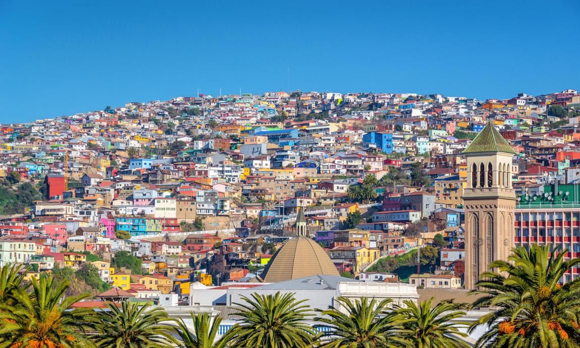 Colorful houses on a hill of Valparaiso, Chile