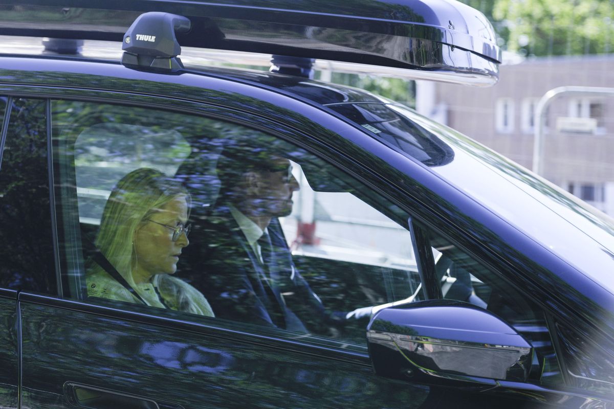 Crown Prince Haakon and Crown Princess Mette-Marit on their way to Oslo University Hospital, Rikshospitalet, where Queen Sonja was admitted with heart problems.