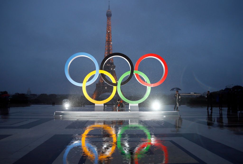 The unveiling of the Olympic rings on the esplanade of Trocadero in front of the Eiffel Tower after the official announcement of the attribution of the Olympic Games 2024 to the city of Paris on September 13, 2017, in Paris, France. For the first time in history, the International Olympic Committee (IOC) confirmed two Summer Games host cities at the same time: Paris will host the Olympic Games in 2024 and Los Angeles in 2028.  