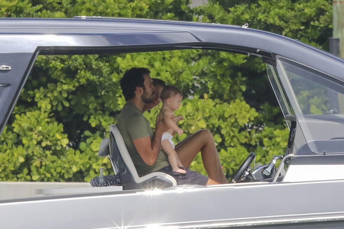 

Gisele Bundchen and Joaquim Valente go for a Sunday morning boat ride with baby River in Miami.