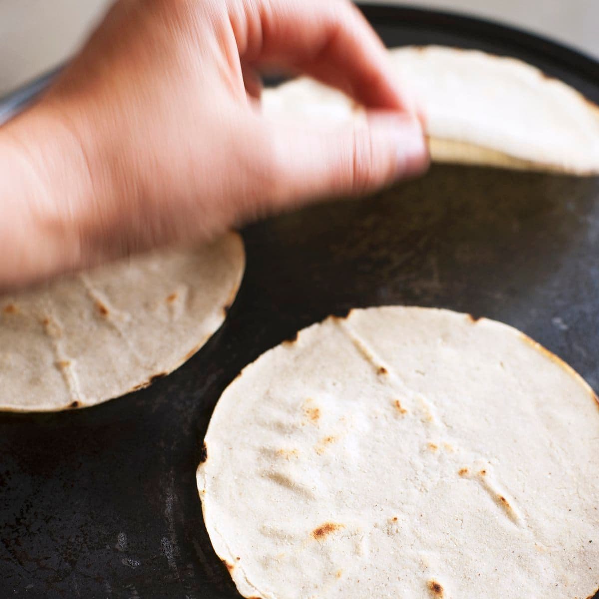 Baking corn tortillas on comal (Mexico)