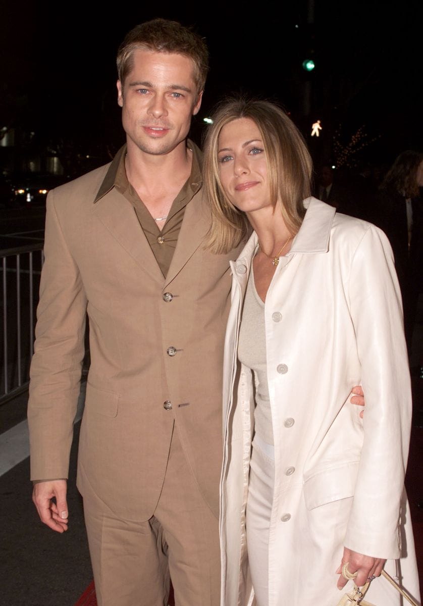 Brad Pitt and Jennifer Aniston at the premiere of 'The Mexican' at the National Theater in Los Angeles, Ca. 2/23/01.  (Photo by Kevin Winter/Getty Images).