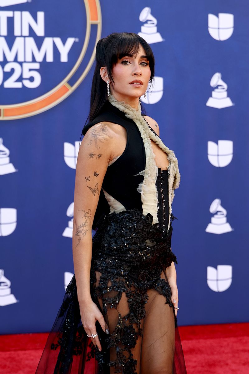 LAS VEGAS, NEVADA - NOVEMBER 13: EDITORIAL USE ONLY. Aitana Ocaña Morales attends The 26th Annual Latin GRAMMY Awards at MGM Grand Garden Arena on November 13, 2025 in Las Vegas, Nevada. (Photo by Arturo Holmes/Getty Images)