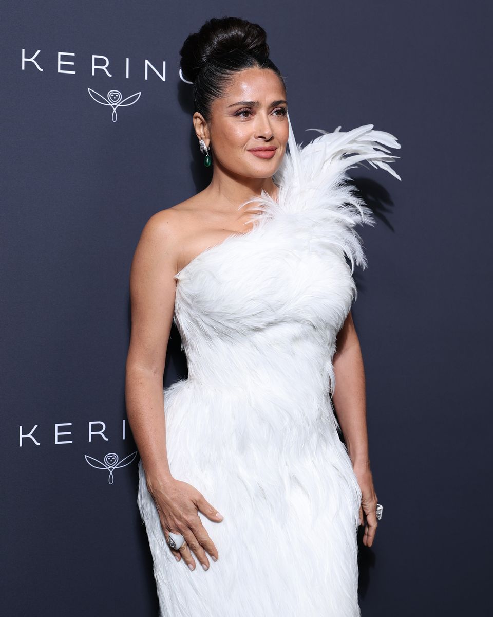 Salma Hayek attends Women In Motion official dinner at Place de la Castre on May 17, 2026 in Cannes, FrancE