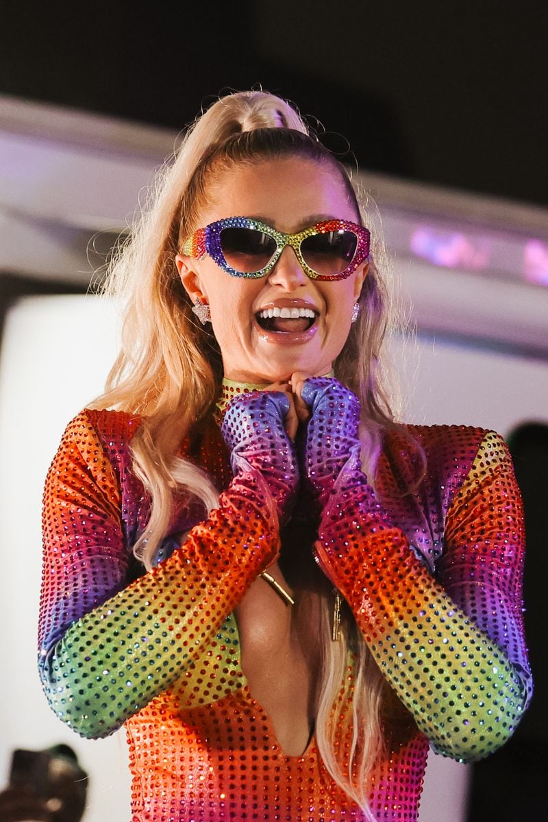 Paris Hilton performs at OUTLOUD Music Festival at 2025 WeHo Pride on June 01, 2025 in West Hollywood, California.  (Photo by Maya Dehlin Spach/WireImage)