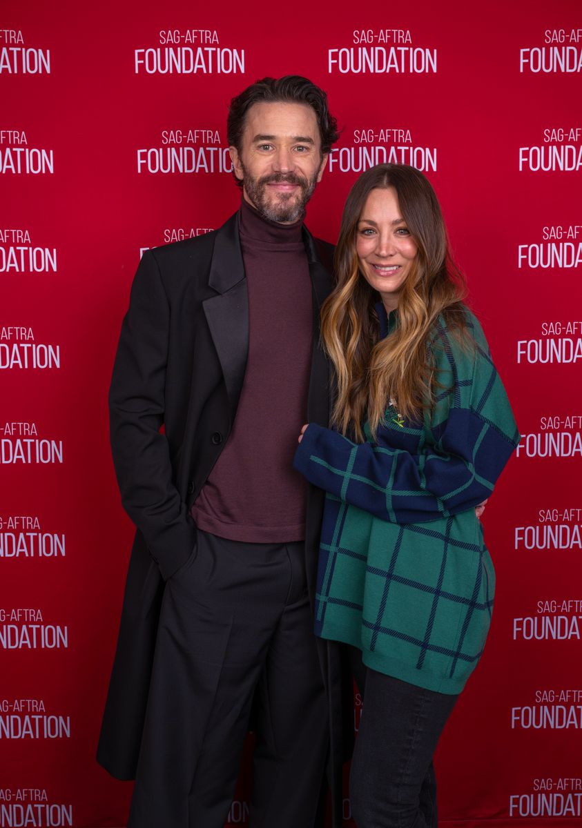 Tom Pelphrey and Kaley Cuoco attend the SAG-AFTRA Foundation Conversations Presents "Task" event at The Meryl Streep Center for Performing Artists on December 12, 2025 in Los Angeles