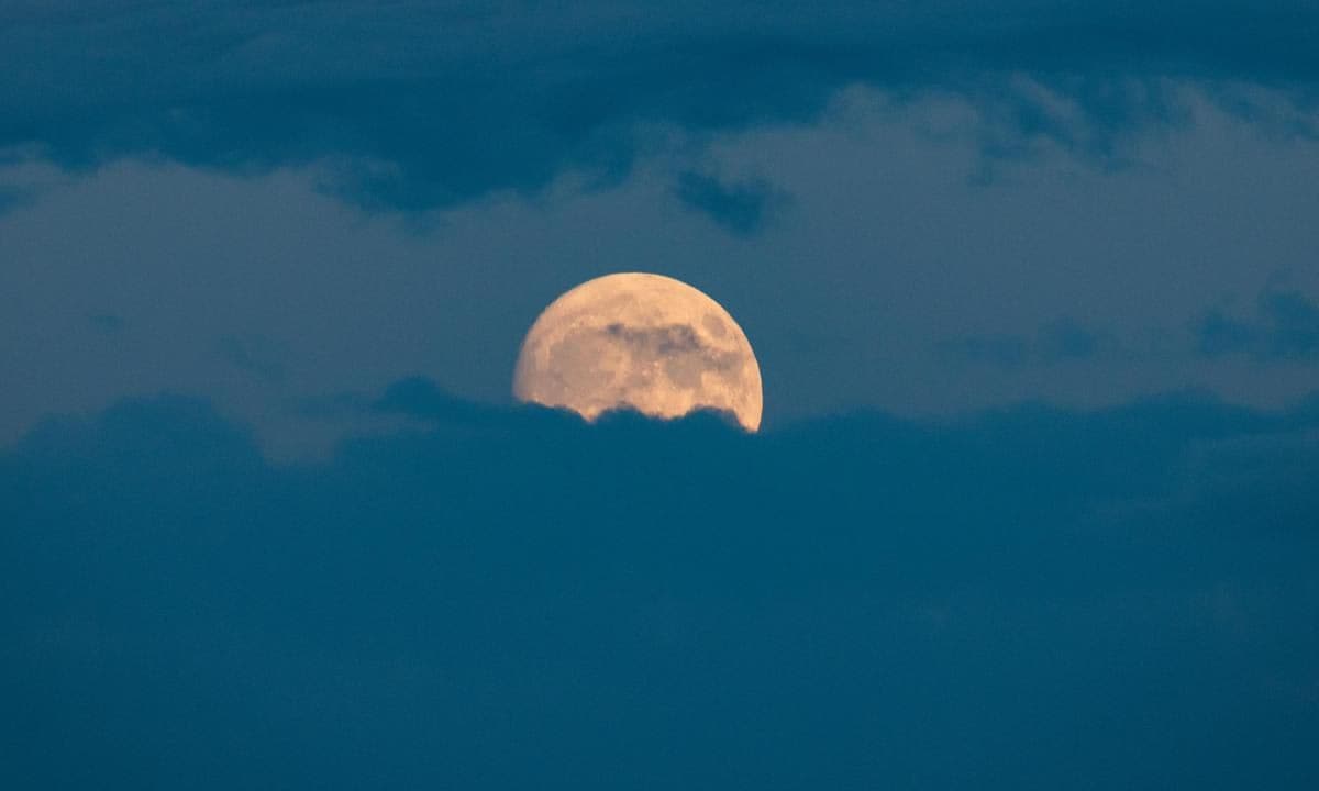 Blue Moon Rises In Castel Del Monte, Italy