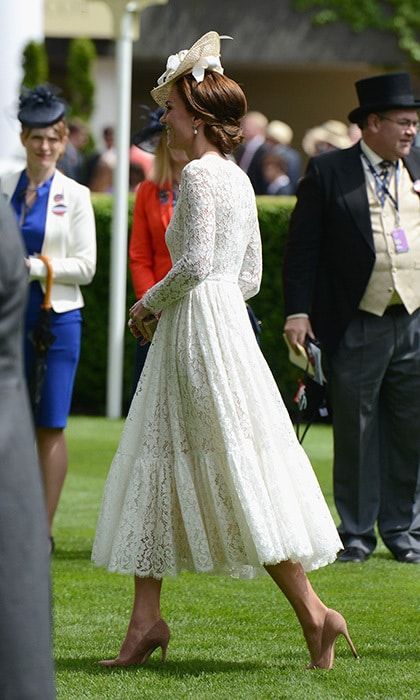 Kate Middleton makes her Royal Ascot debut in white lace Dolce & Gabbana  dress