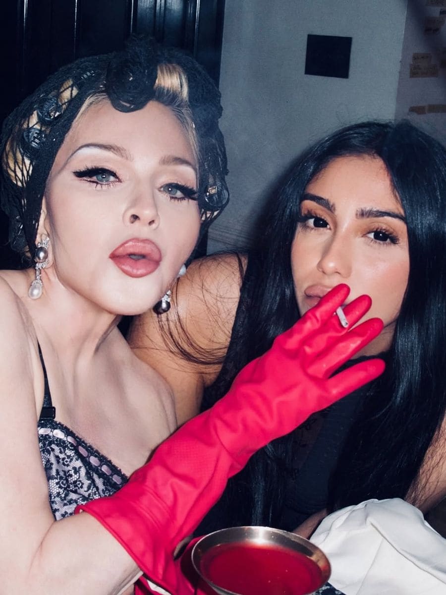 Madonna and Lourdes playfully posed with a cigarette