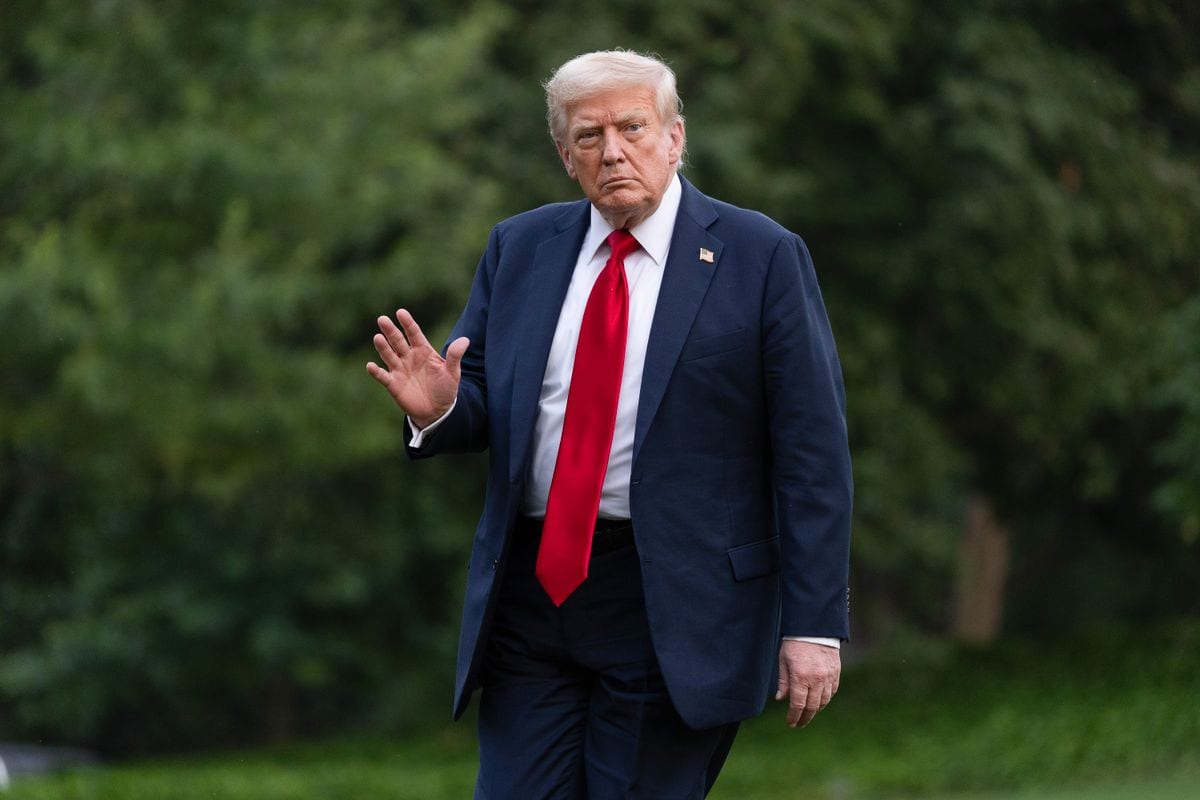 President Donald Trump walks into the White House on July 13, 2025 in Washington, DC. 