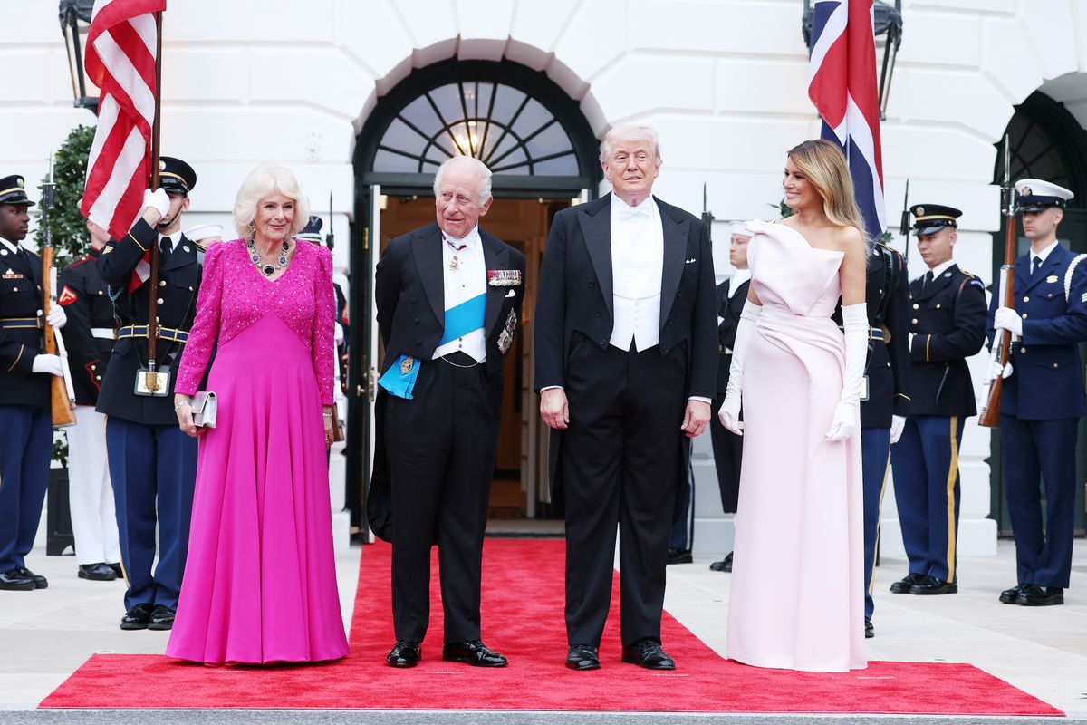 Set against the grandeur of White House and framed by a formal red carpet arrival, the visual symmetry between the First Lady and the Queen Consort was impossible to miss.