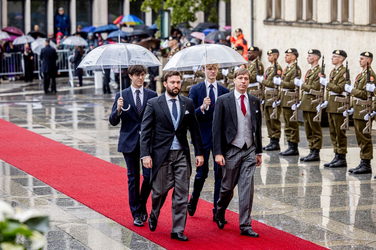 Prince Sebastien of Luxembourg, Prince Louis of Luxembourg, Prince Gabriel of Luxembourg and Prince Noah of Luxembourg at the Te Deum mass in Luxembourg in 2025