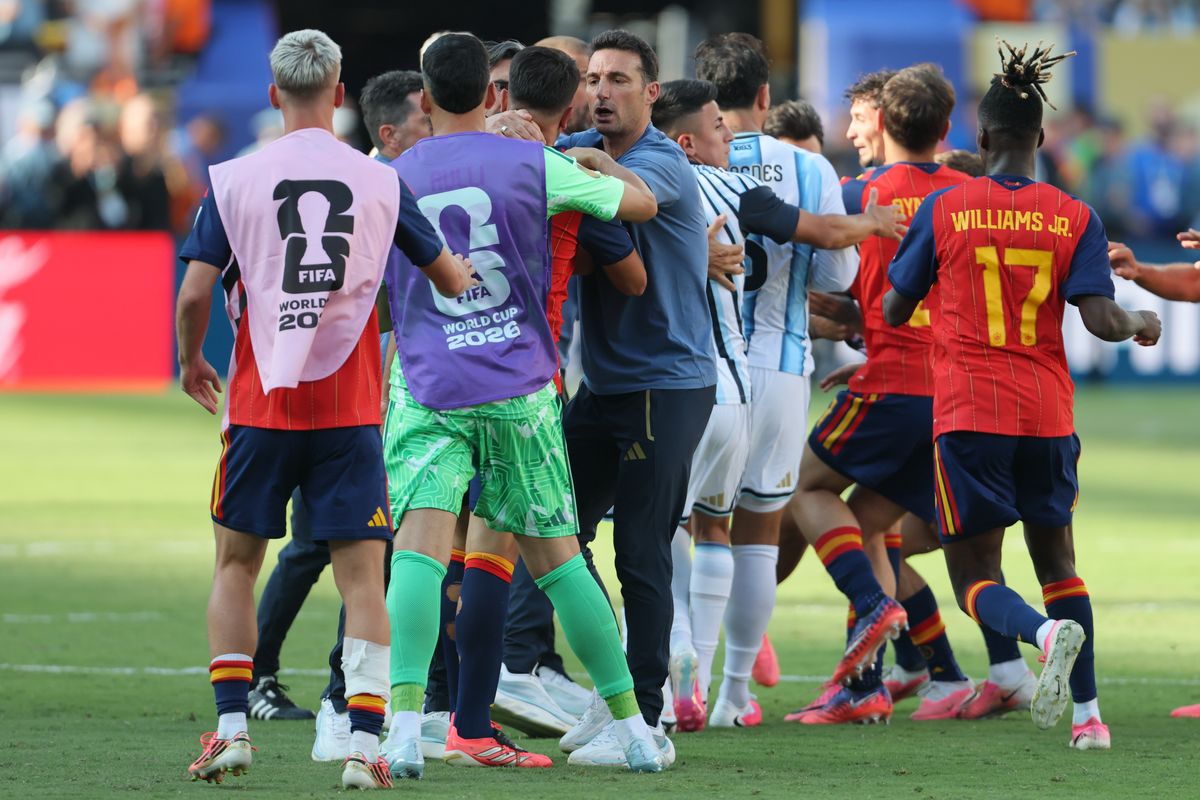 Players from both teams confronted each other following the final whistle