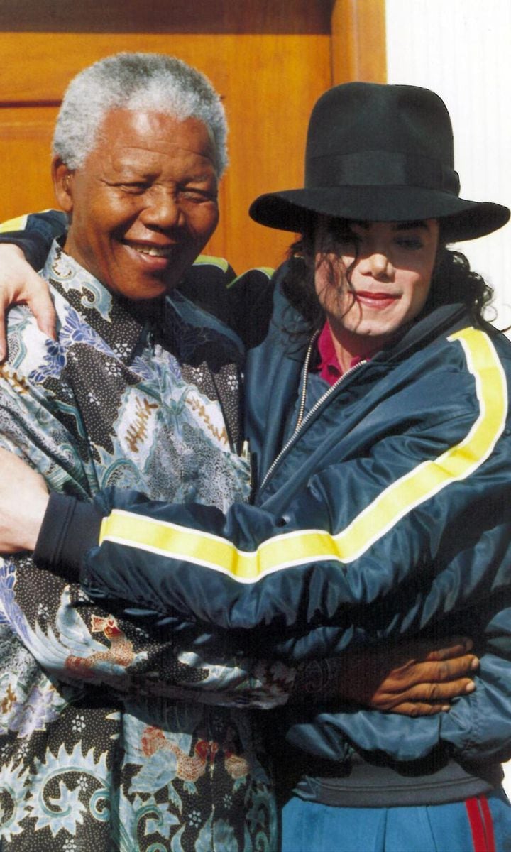 Former President Nelson Mandela with the King of Pop, Michael Jackson during the King of Pop's SA visit.