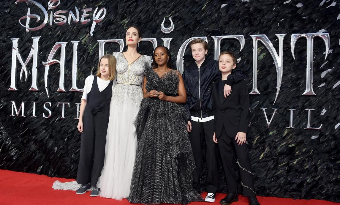 Angelina Jolie brought her twins, as well as Zahara and Shiloh, to the London premiere of her new Disney movie