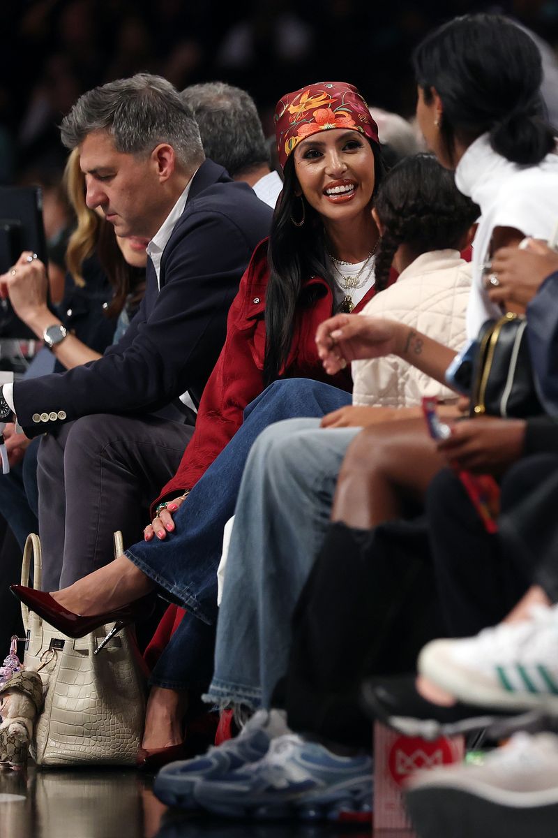 American philanthropist Vanessa Bryant looks on during the game between the Chicago Sky and the New York Liberty at Barclays Center on June 10, 2025 in the Brooklyn borough of New York City.