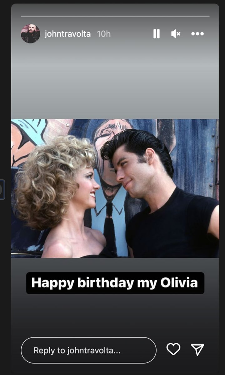 John Travolta marked his late co star’s birthday with a post on his Instagram Story 