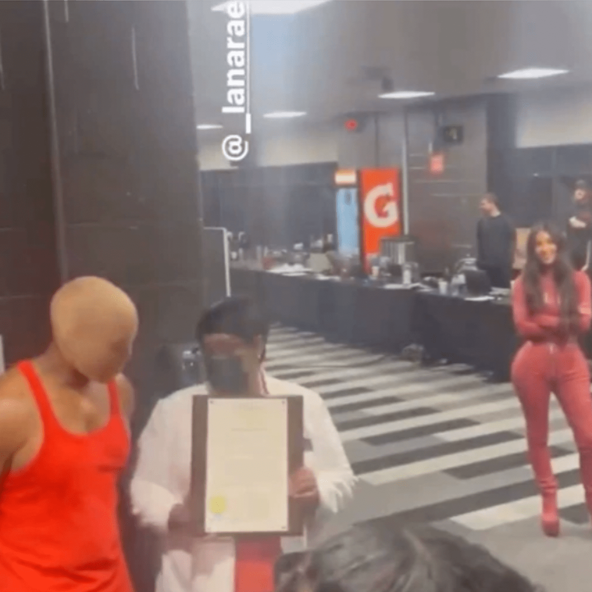 Kim and Kanye together at his album release party