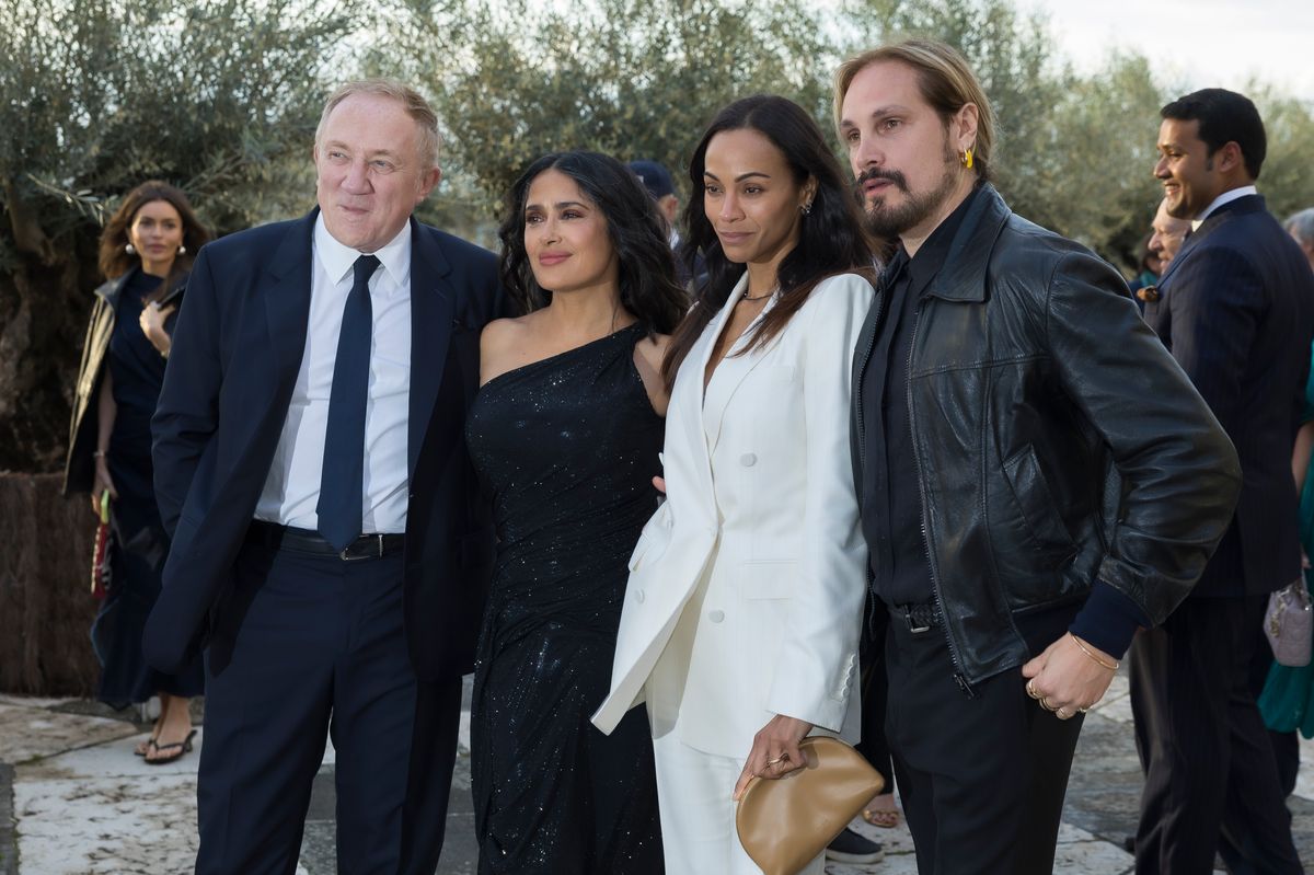 The outing brought together Saldaña with Marco Perego-Saldaña, and Hayek with François-Henri Pinault, reinforcing a friendship that has unfolded publicly for years.