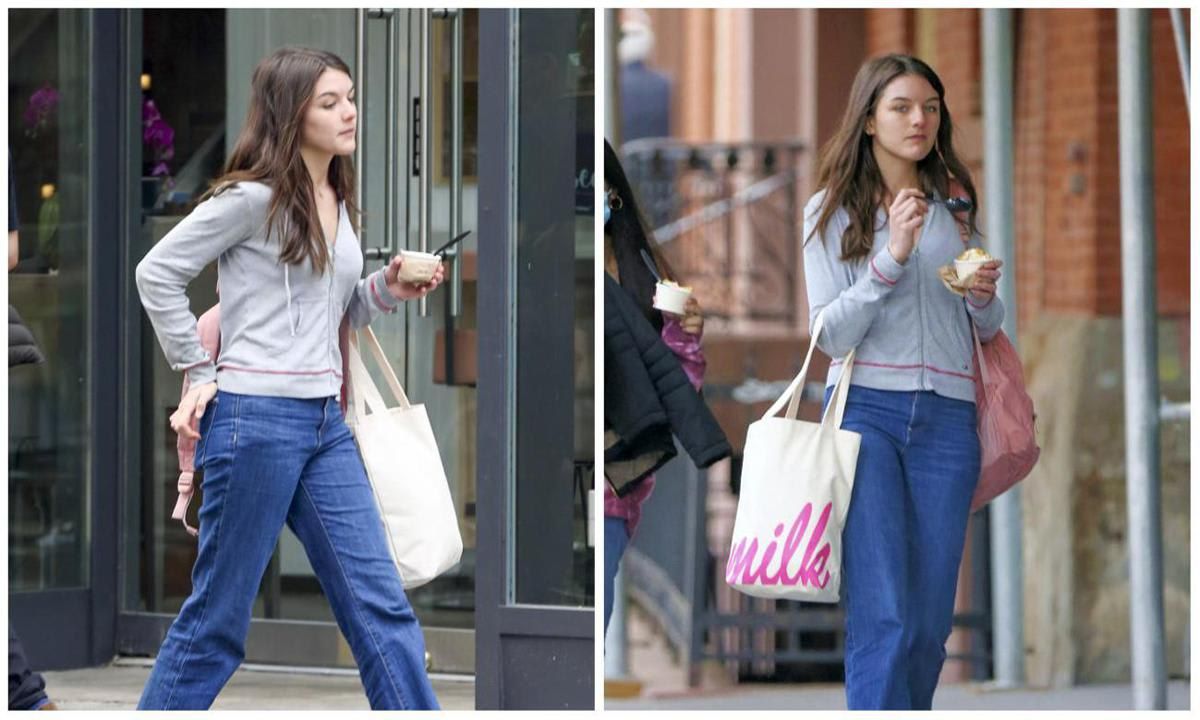 Suri Cruise grabs ice cream in New York City while wearing baggy jeans